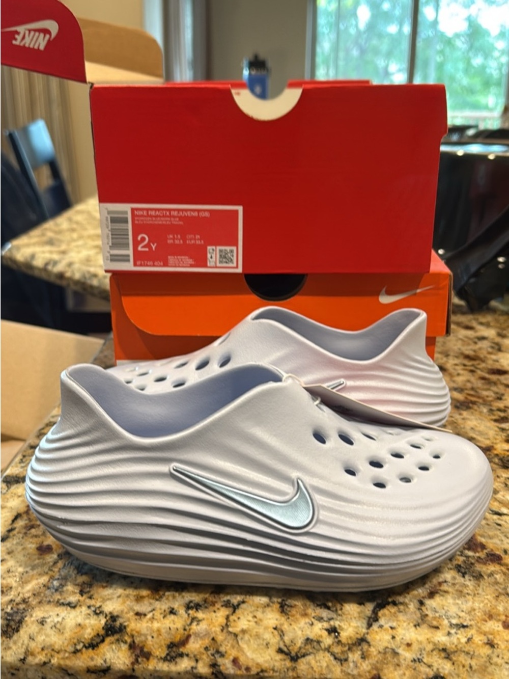 Nike Rejuven8 Kids Hydrogen Blue Slip-On Foam Clogs NWT